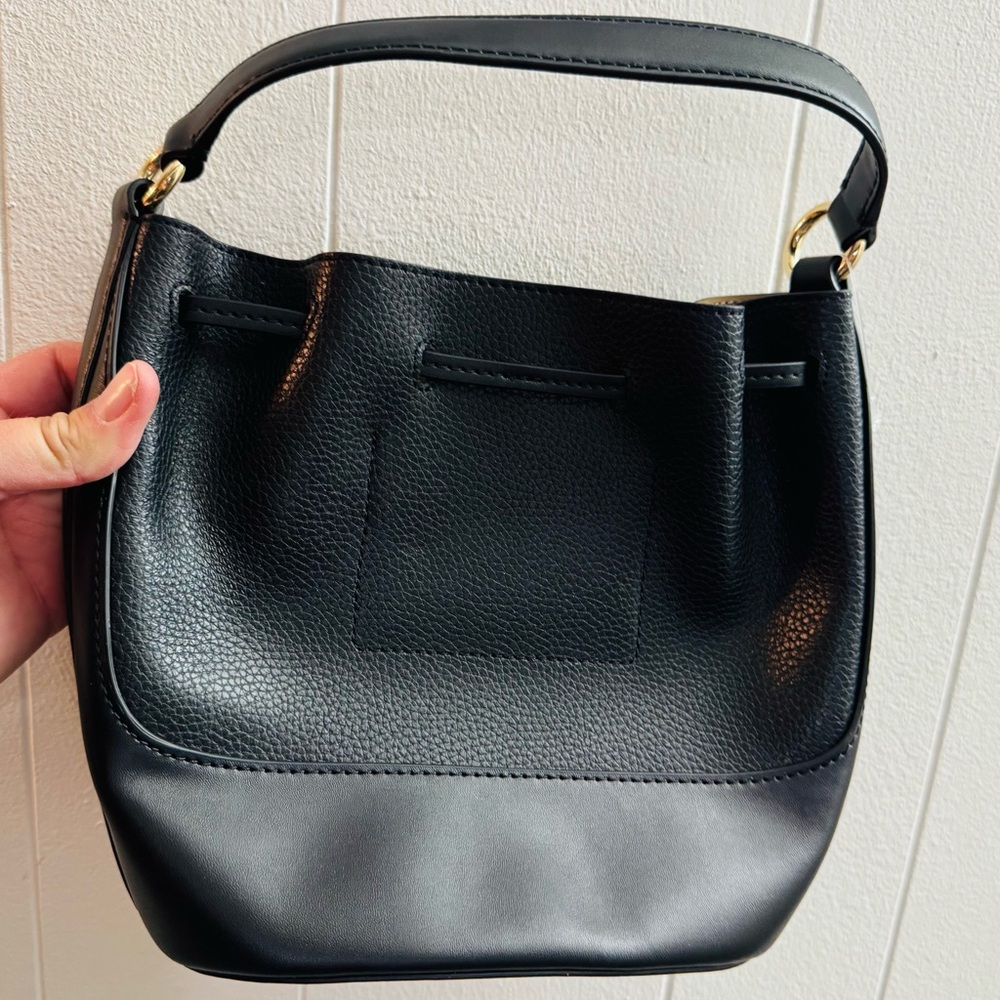 Michael Kors Black Leather Drawstring Bag - Picture 2 of 4
